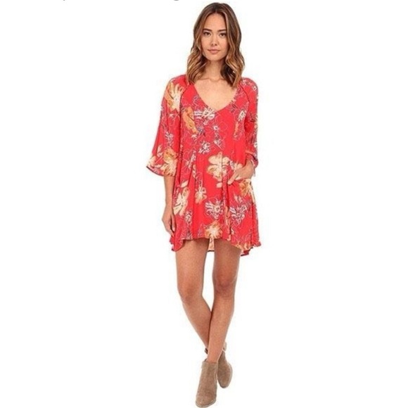 Free People Women's Eyes On You Floral Print Trapeze Dress Size 4 - Picture 2 of 13